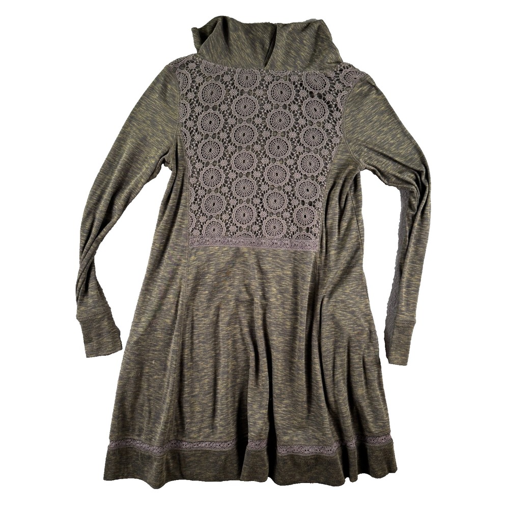 Anthropologie Saturday Sunday Dress Women XS Green Cowl Boho Cottage Midi Shift‎ - Picture 3 of 13